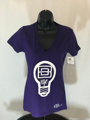 Purple & White Women’s V-Neck T-Shirt