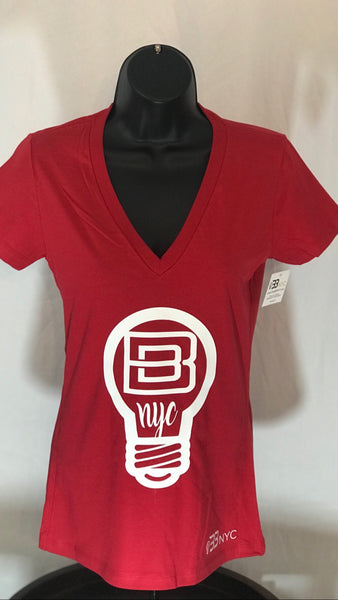 Red & White Women’s V-Neck T-Shirt