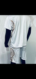 Beige & White - Yin Yang Polyester Shorts