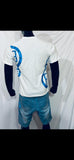 Blue - Yin Yang White Cotton T-Shirt