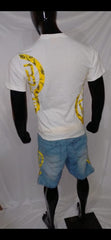 Yellow - Yin Yang Stone Washed Denim Jogger Shorts