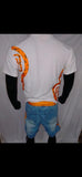 Orange - Yin Yang White Cotton T-Shirt