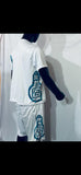 Teal & White - Yin Yang Polyester Shorts